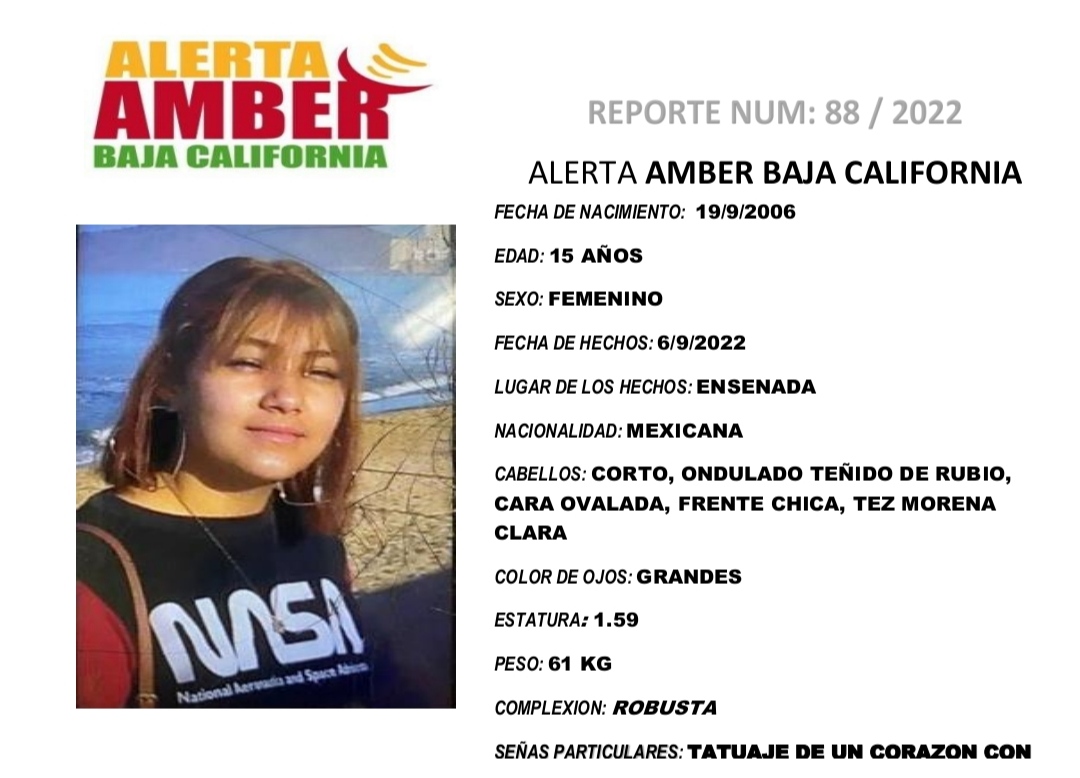 Activan Alerta Amber por menor desaparecida en Ensenada - Península BC