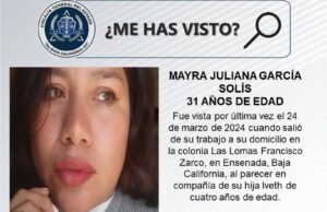 Desaparece mujer y su hija de 4 años en Ensenada