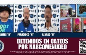 Detienen a tres hombres con drogas tras cateos en Ensenada