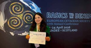 Egresada del CICESE triunfa en congreso europeo por estudio de aminoácidos en delfín común