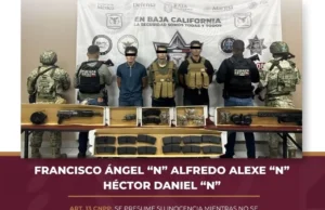 Detienen a tres sujetos con armas y chalecos balísticos en el Valle de la Trinidad